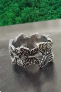 The Collection Minimal Butterfly Adjustable Tumbled Silver Plated Ring