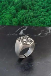 The Collection Route 66 Amblemi Adjustable Silver Plated Ring - Image 4
