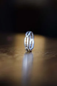 The Collection Unisex Razor Model Adjustable Silver Plated Ring - Image 2