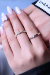 The Collection Silver Adjustable Minimal 2 Sets Ring Set