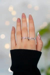 The Collection Set of 2 Zircon Stone Waterway Double and Labyrinth Model Silver Adjustable Women's Rings (2 RINGS) - Image 2