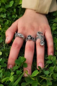 The Collection Unisex Silver Plated Adjustable Ring Set - Image 2
