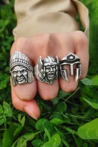 The Collection Unisex Silver Plated Adjustable Ring Set - Image 2