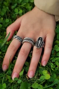 The Collection Unisex Silver Plated Adjustable Ring Set