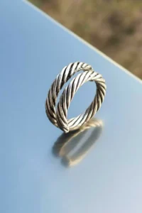 The Collection Unisex Silver Plated Adjustable Ring Set - Image 5