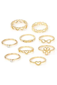 The Collection 9-Piece Combination Joint Gold Heart Clover Infinity Model Ring Set - Image 6