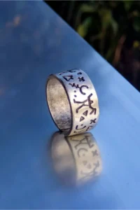 The Collection Set of 3 Feather Smoke Cuneiform Silver Plated Adjustable Rings - Image 4