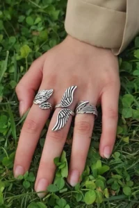 The Collection Unisex Silver Plated Adjustable Ring Set - Image 2