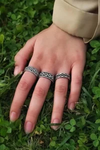 The Collection Unisex Silver Plated Adjustable Ring Set - Image 2