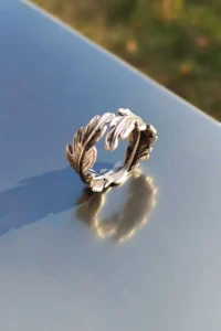 The Collection Feather Model Adjustable Silver Plated Ring - Image 2