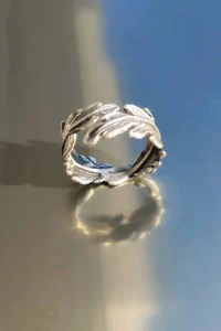 The Collection Feather Model Adjustable Silver Plated Ring - Image 3