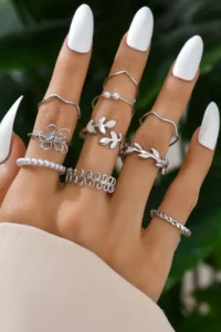 The Collection 10 Pack Kombin Eklem Silver with bible Ring Set - Image 8