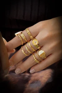 The Collection 10-Piece Combination Pole Star Model Joint Gold Ring Set - Image 4