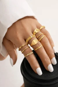 The Collection 10-Piece Combination Pole Star Model Joint Gold Ring Set - Image 5