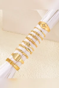 The Collection 10-Piece Combination Pole Star Model Joint Gold Ring Set - Image 6