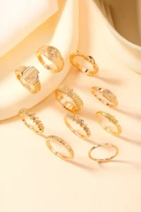 The Collection 10-Piece Combination Pole Star Model Joint Gold Ring Set - Image 7