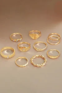 The Collection 10-Piece Combination Pole Star Model Joint Gold Ring Set - Image 8