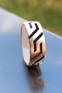 The Collection Set of 3 Caesar Crown Antique Wicker Pattern Model Silver Plated Adjustable Rings - Image 4
