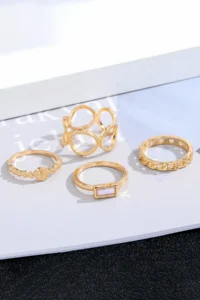 The Collection 4 Sets Kombin Eklem Gold Mineli Ring Set - Image 5