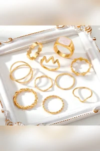 The Collection 10 Pack Kombin Eklem Gold Mineli Ring Set - Image 3