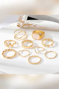 The Collection 10 Pack Kombin Eklem Gold Mineli Ring Set - Image 4
