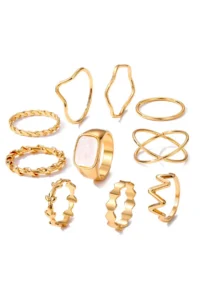 The Collection 10 Pack Kombin Eklem Gold Mineli Ring Set - Image 5