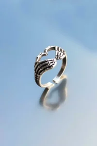 The Collection Unisex Set of 3 Skeleton Heart Spanish Wicker Wedding Rings Silver Plated Adjustable Rings - Image 2