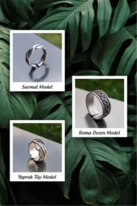 The Collection Unisex Set of 3 Spiral Pattern Feather Silver Plated Adjustable Rings