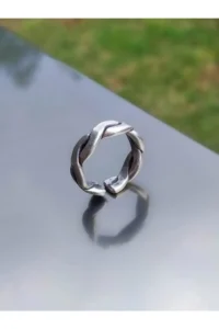 The Collection Unisex Set of 3 Spiral Pattern Feather Silver Plated Adjustable Rings - Image 2