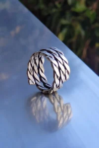 The Collection 3 Piece Ace of Spades Playing Card Spiral Silver Plated Adjustable Ring Set - Image 4