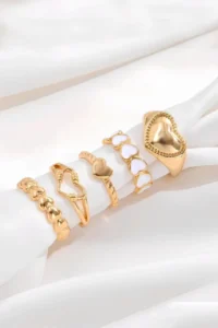The Collection 5 Sets Heart Model Kombin Gold Ring Set - Image 5