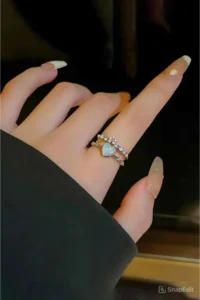 The Collection 3-Piece Blue Stone Combination Moon Star Butterfly Pinterest Design Ring Set - Image 7