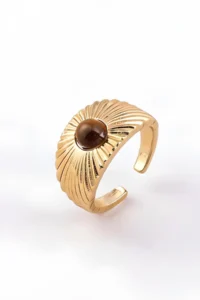 The Collection 3-Piece Combination Brown Stone Gold Vintage Adjustable Ring Set - Image 6