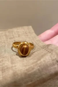 The Collection 3-Piece Combination Brown Stone Gold Vintage Adjustable Ring Set - Image 7