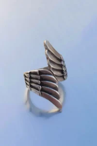The Collection Antique Silver Plated Wing Model Adjustable Ring - Image 2