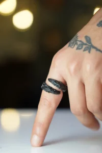The Collection Double Pence Model Adjustable Black Ring