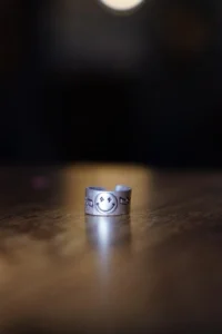 The Collection Antique Silver Plated Smiling Face Lightning Detail Adjustable Ring - Image 3