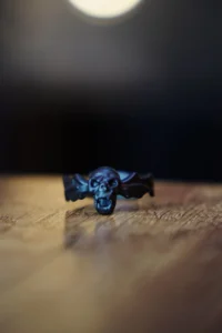 The Collection Winged Skull Black Adjustable Ring - Image 2