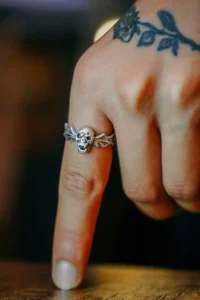 The Collection Winged Skull Silver Plated Adjustable Ring
