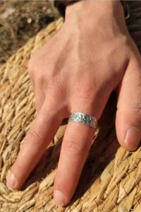 The Collection Antique Silver Plated Smoke Pattern Adjustable Ring - Image 4
