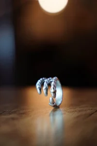The Collection Antique Silver Plated Skeleton Claw Adjustable Ring