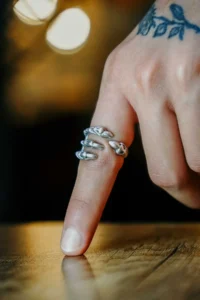 The Collection Antique Silver Plated Skeleton Claw Adjustable Ring - Image 3