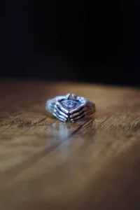 The Collection Antique Silver Plated Illuminati Palm Single Eye Adjustable Ring - Image 2