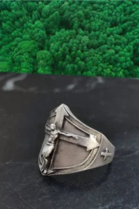 The Collection Antique Silver Plated Crucifix Jesus Adjustable Crucifix Ring - Image 5