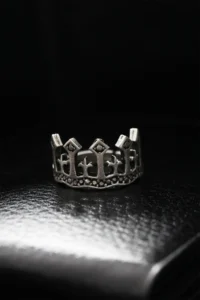 The Collection Antique Silver Plated Crown Model Adjustable Ring - Image 3