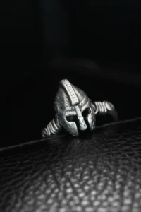 The Collection Antique Silver Plated Helmet Adjustable Ring