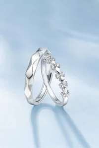 The Collection Set of 2 Serious Relationship Rings Silver Plated Adjustable Lover Couple Rings - Image 4
