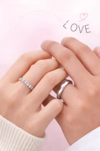 The Collection Set of 2 Serious Relationship Rings Silver Plated Adjustable Lover Couple Rings - Image 5
