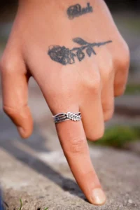 The Collection Unisex Alloy Leaf Feather Ring Adjustable Ring