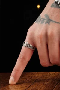 The Collection Unisex Silver Plated G Key Musical Note Adjustable Ring - Image 3